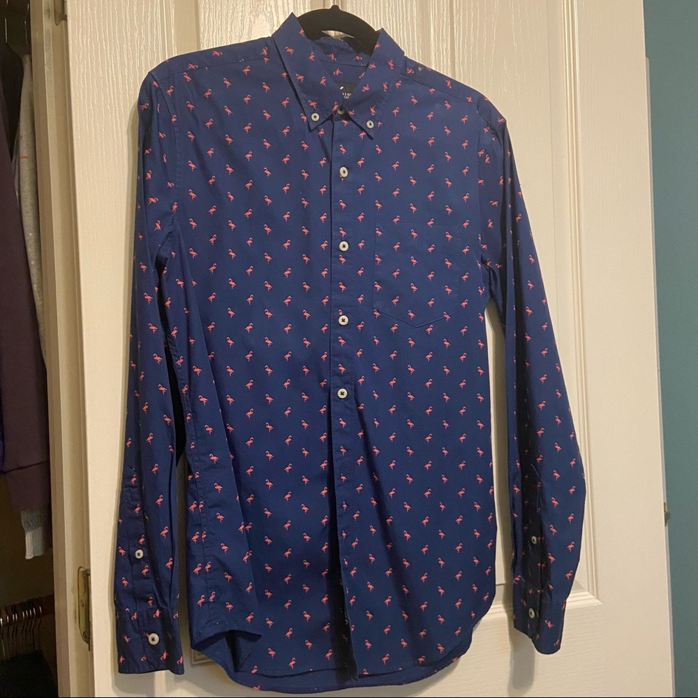 American Eagle Flamingo-Print Button-Down